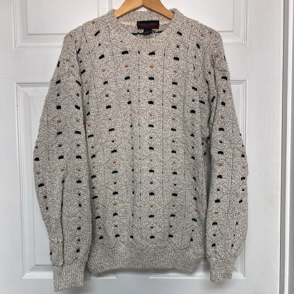 Vintage Saddlebred Mens M Sweater Gray Crew Neck Cabin Core Grandpa Core 90s - Picture 1 of 9